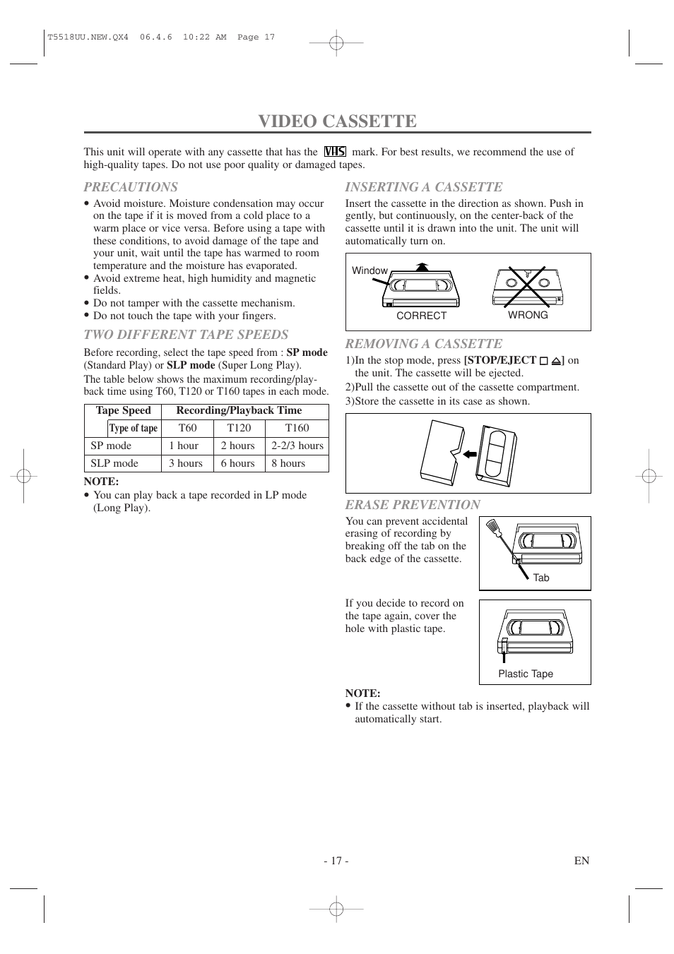 Video cassette | Sylvania 6313CG User Manual | Page 17 / 32