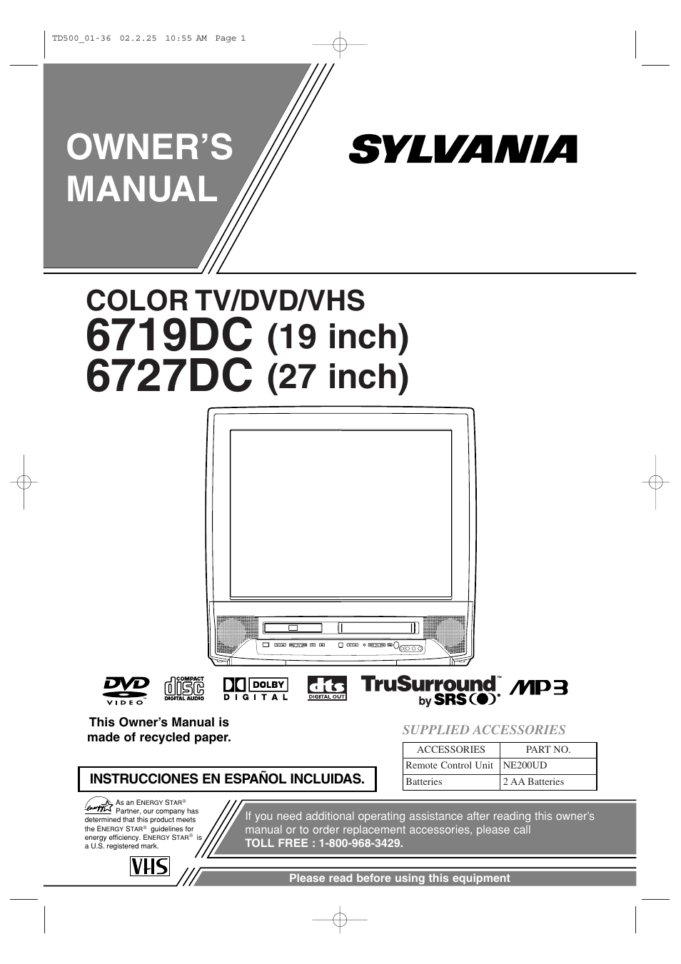 Sylvania 19 Inch 6719DC User Manual | 64 pages