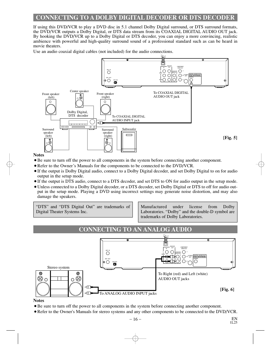 Connecting to an analog audio, Fig. 6 | Sylvania DVC850C User Manual | Page 16 / 48