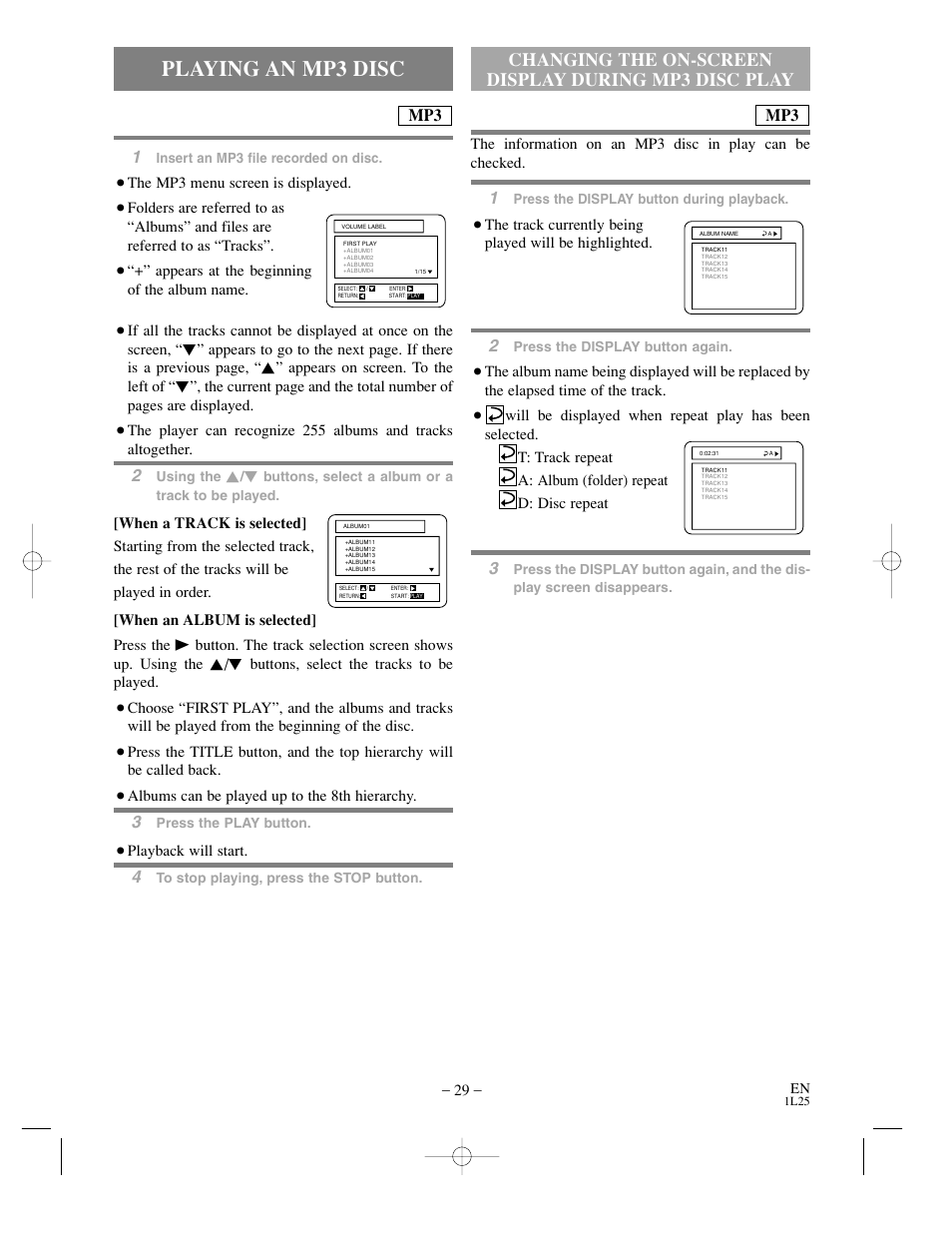 Playing an mp3 disc | Sylvania DVC850C User Manual | Page 29 / 48