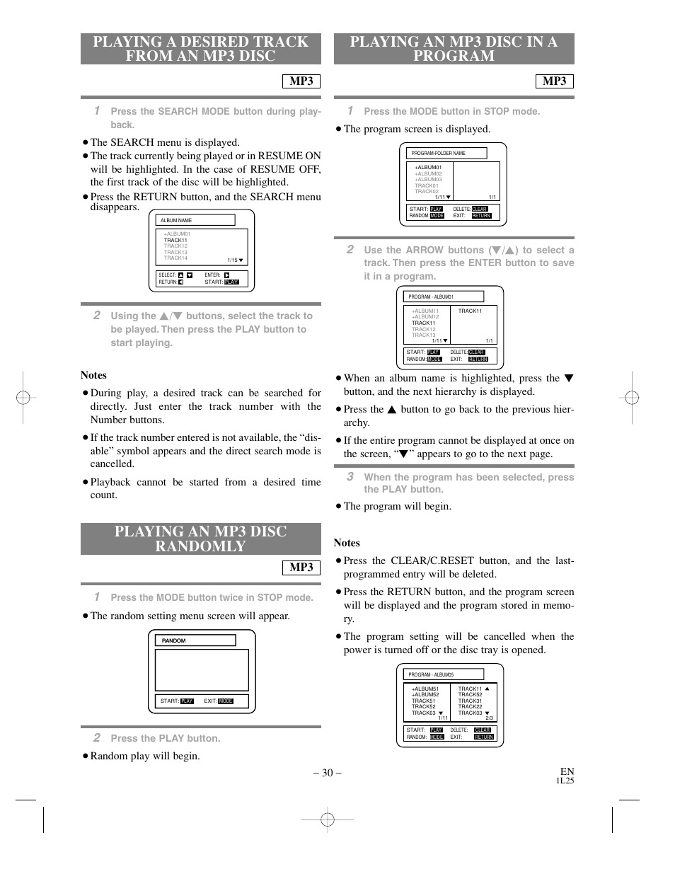 Playing an mp3 disc randomly | Sylvania DVC850C User Manual | Page 30 / 48