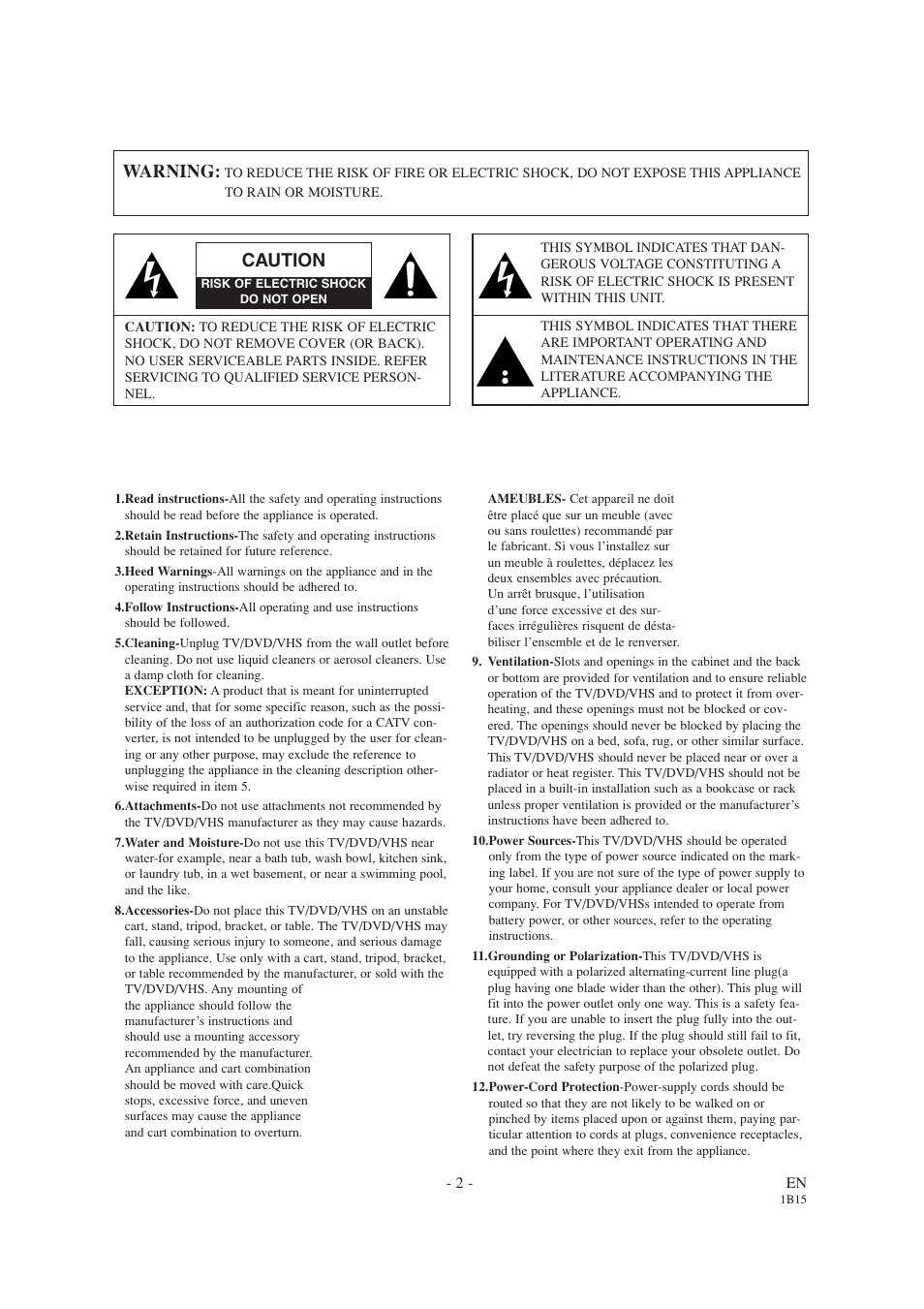 Warning, Caution | Sylvania 6727DC User Manual | Page 2 / 64