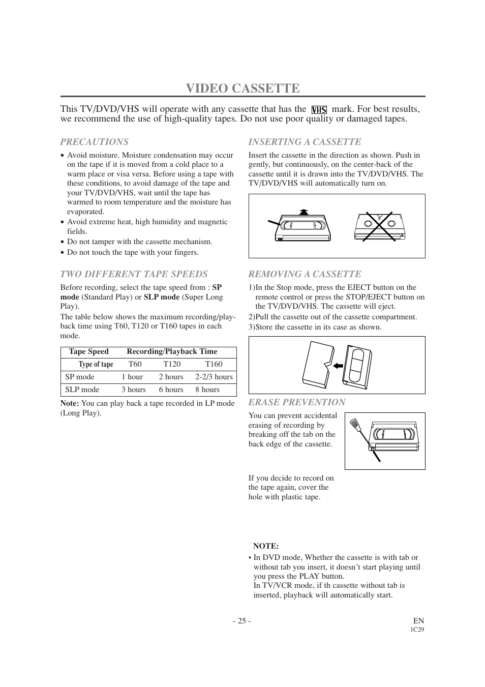 Video cassette | Sylvania 6727DC User Manual | Page 25 / 64