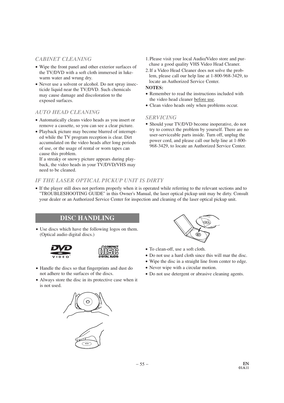 Disc handling | Sylvania 6727DC User Manual | Page 55 / 64