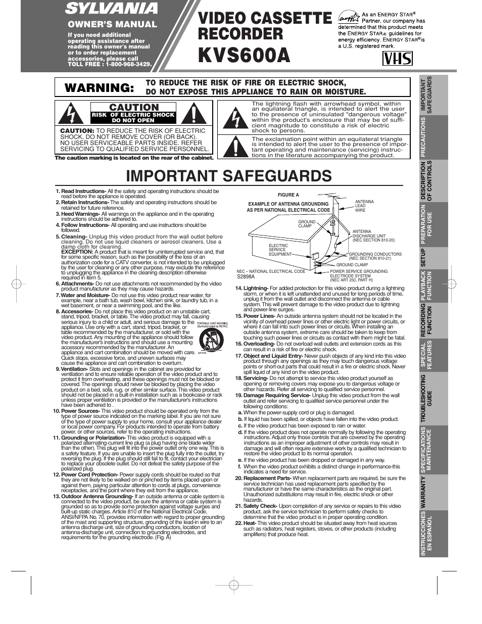 Sylvania KVS600A User Manual | 8 pages