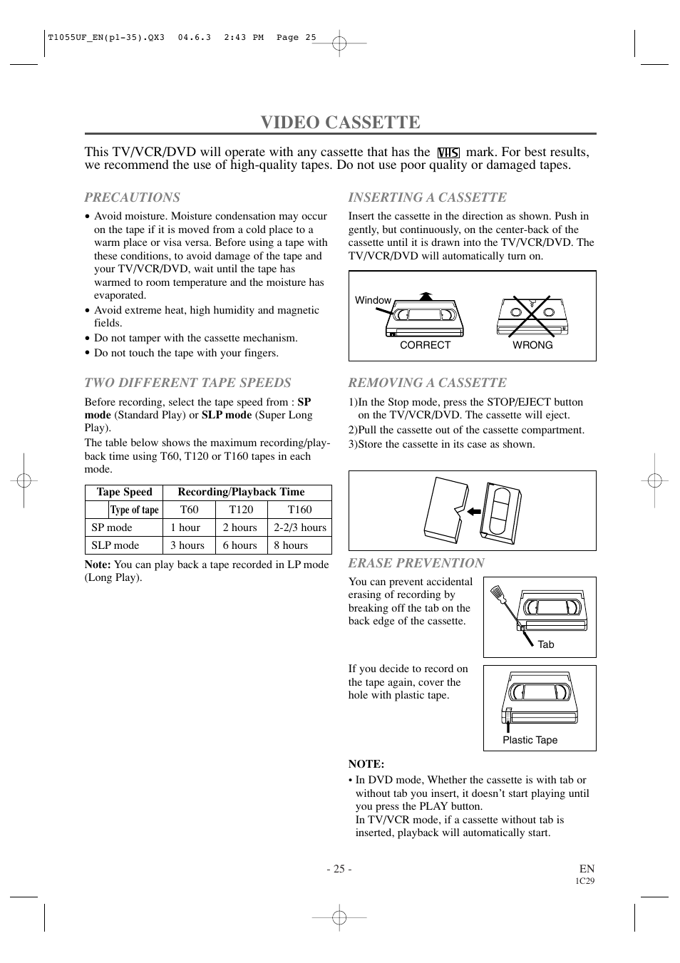 Video cassette | Sylvania SRCD420P User Manual | Page 25 / 56