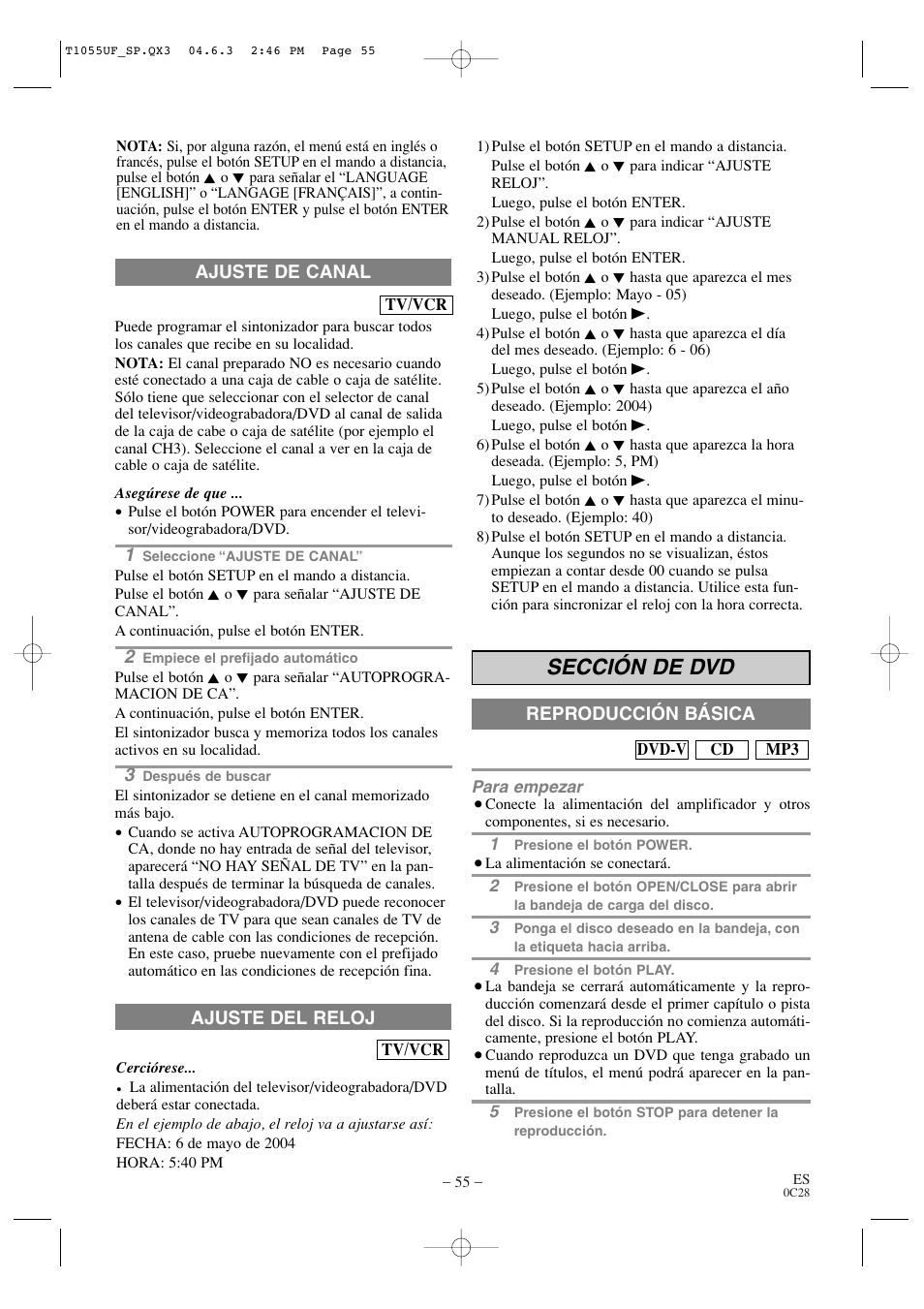 Sección de dvd | Sylvania SRCD420P User Manual | Page 55 / 56