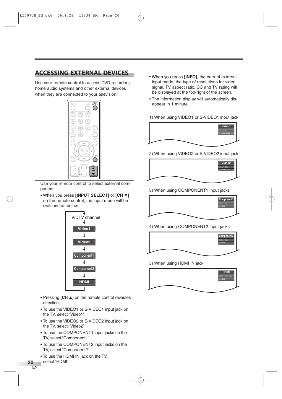 Accessing external devices | Sylvania 6637LCT A User Manual | Page 20 / 36