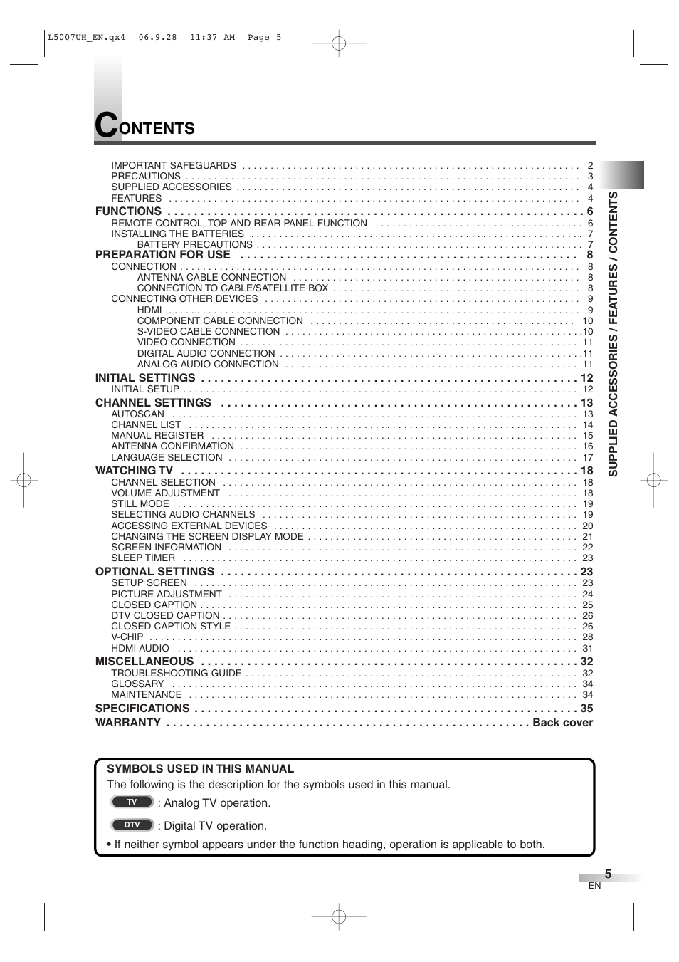 Ontents | Sylvania 6637LCT A User Manual | Page 5 / 36