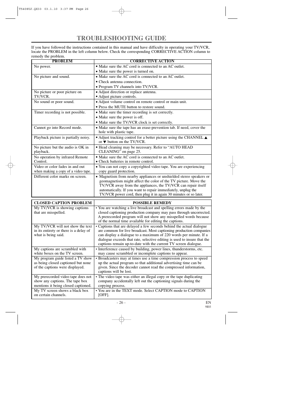 Troubleshooting guide | Sylvania SRC2213X User Manual | Page 26 / 32