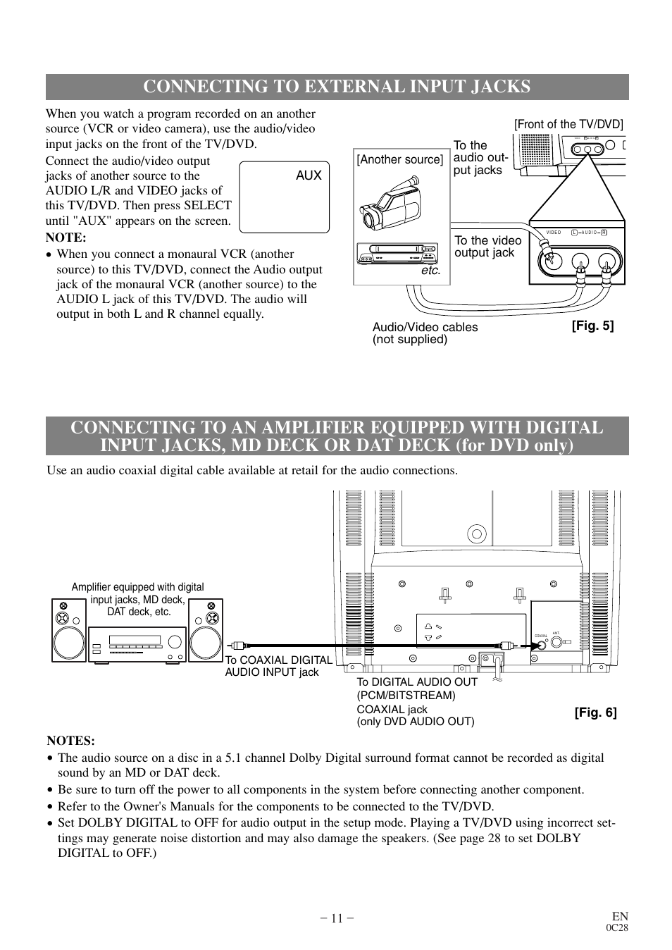 Connecting to external input jacks | Sylvania 6513DE User Manual | Page 11 / 40