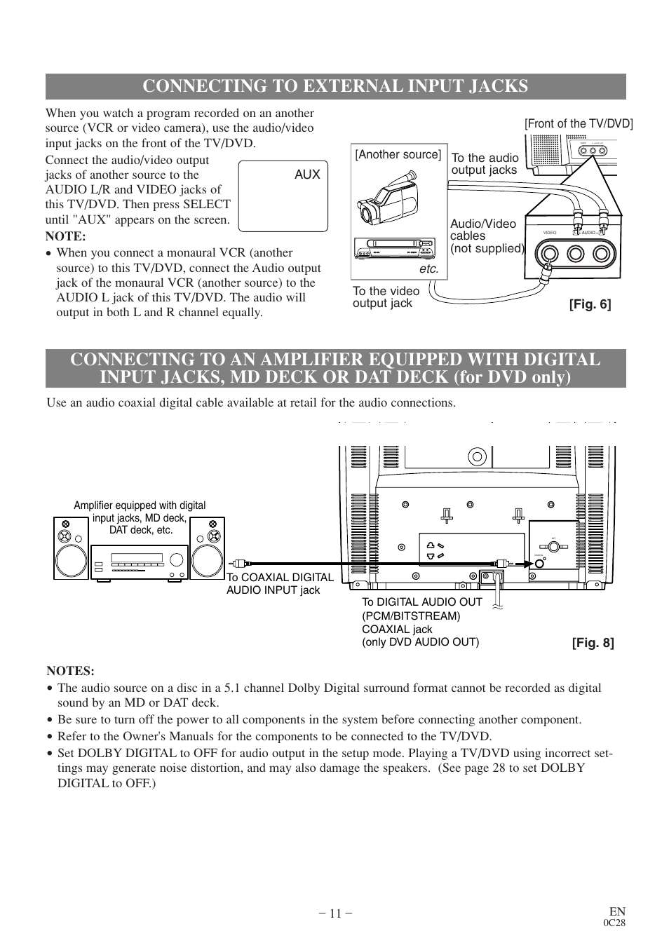 Connecting to external input jacks | Sylvania 6513VD User Manual | Page 11 / 39