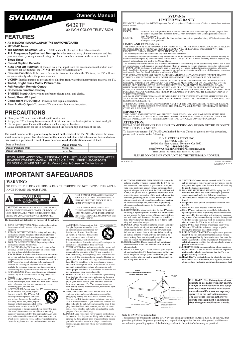 Sylvania 6432TF User Manual | 8 pages