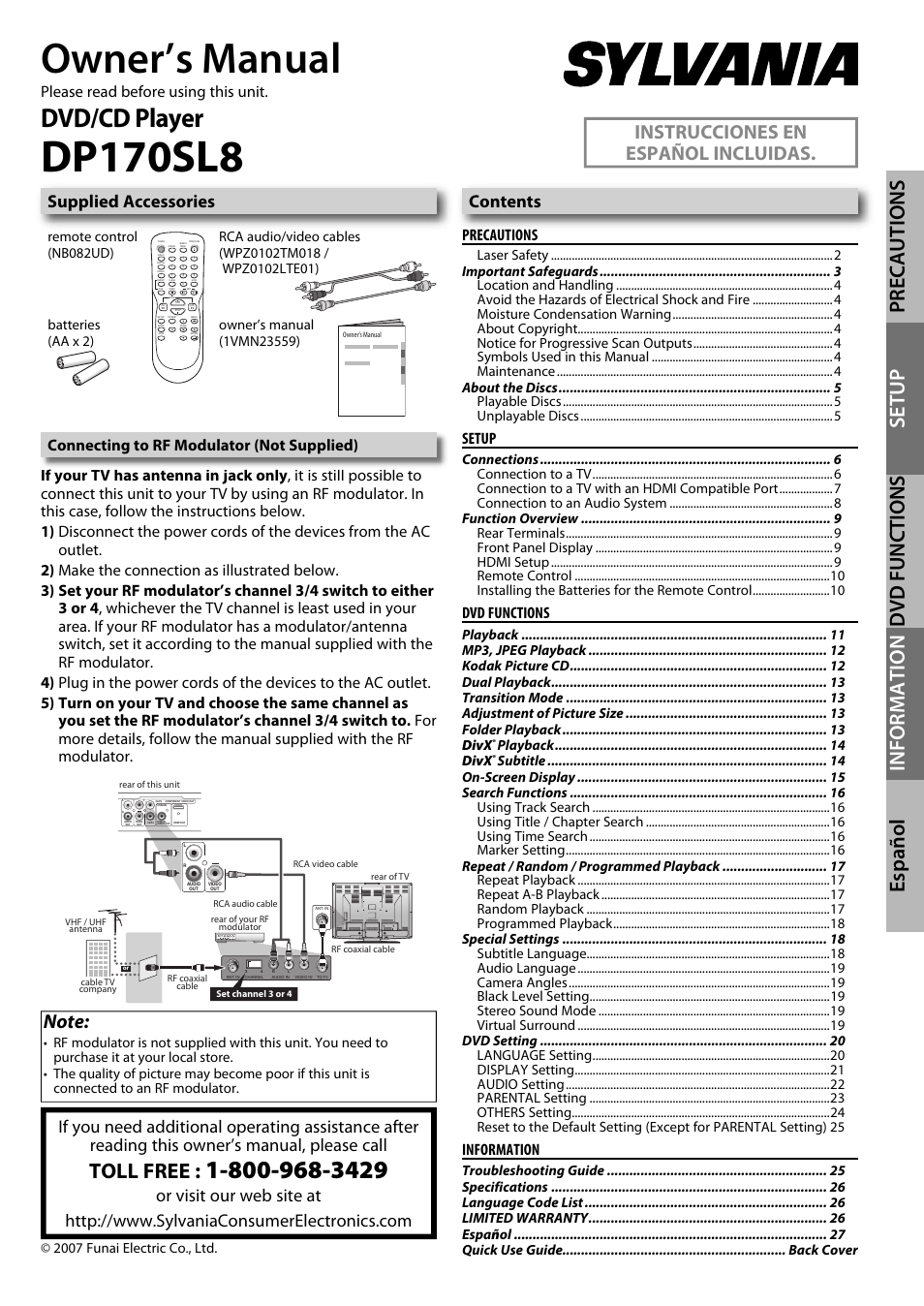 Sylvania DP170SL8 User Manual | 28 pages