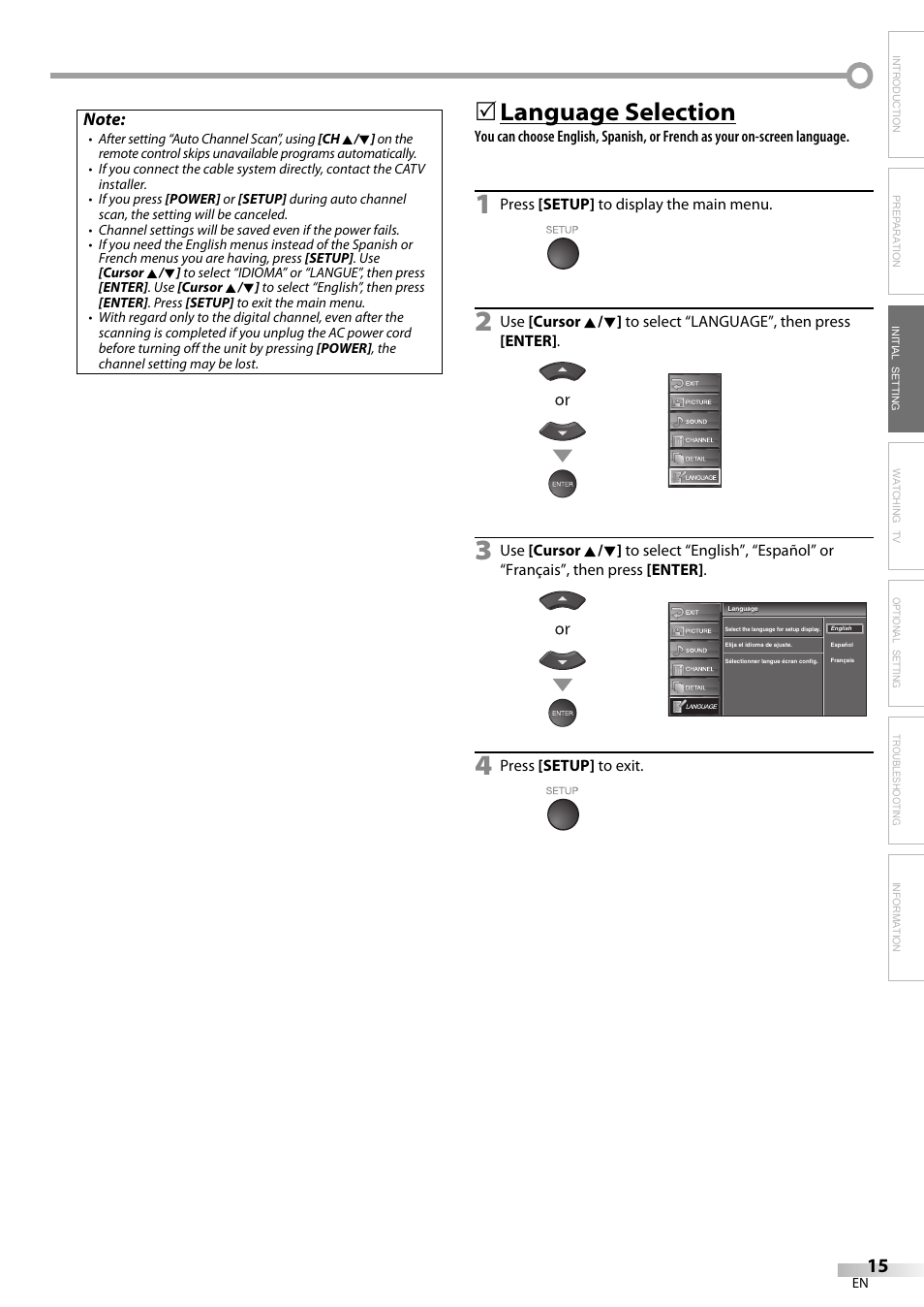 Language selection | Sylvania LC320SS9 B User Manual | Page 15 / 76