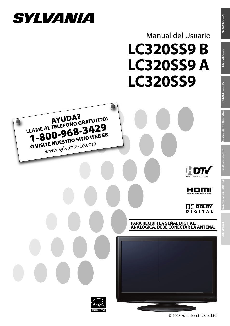 Manual del usuario, Ayuda | Sylvania LC320SS9 B User Manual | Page 39 / 76