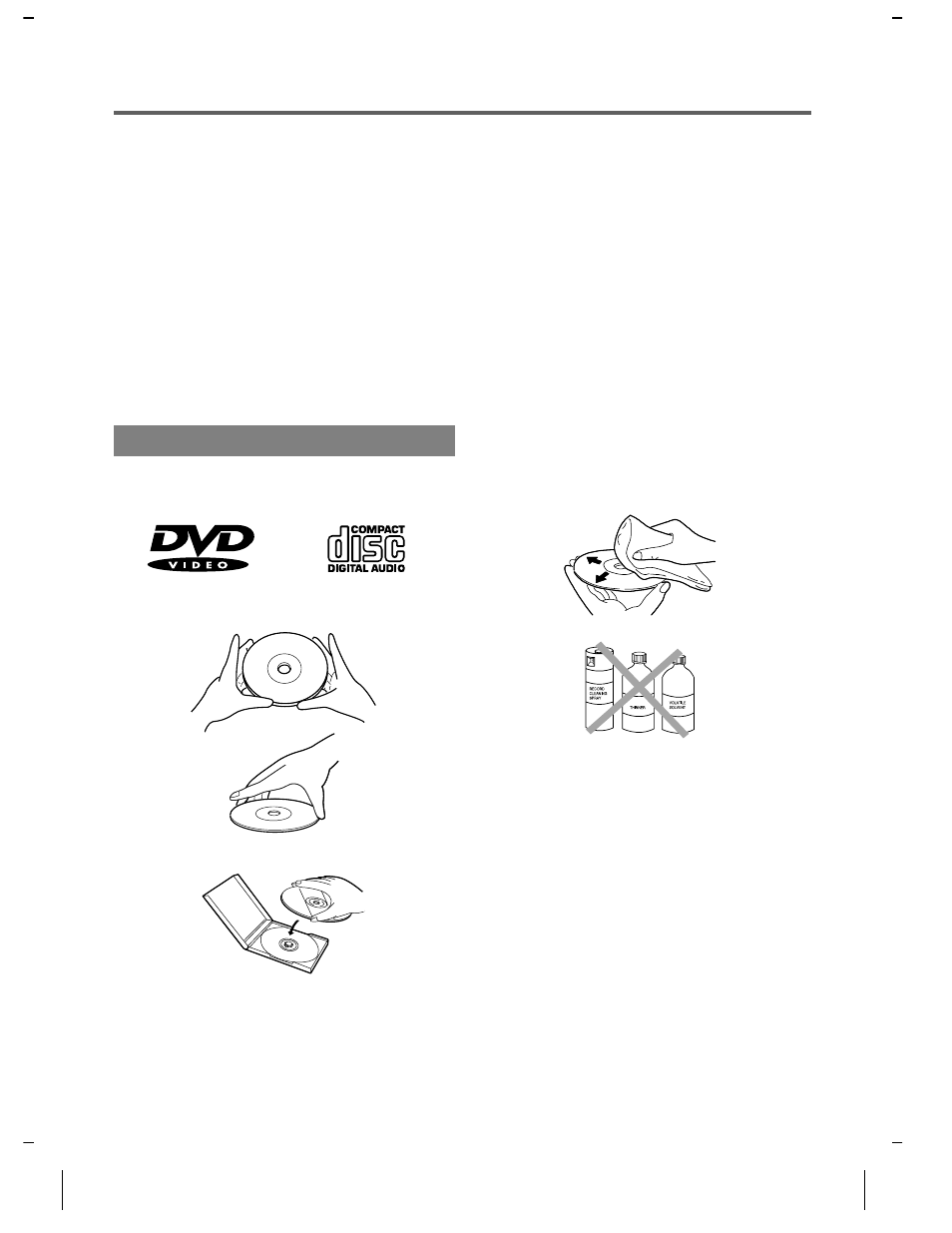 Handling precautions, Disc handling, Servicing | Cabinet cleaning, If the laser optical pickup unit is dirty | Sylvania DVL500A User Manual | Page 27 / 40