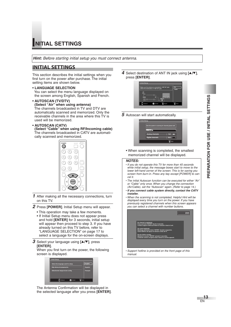 Initial settings, Nitial settings | Sylvania 6842THG User Manual | Page 13 / 78