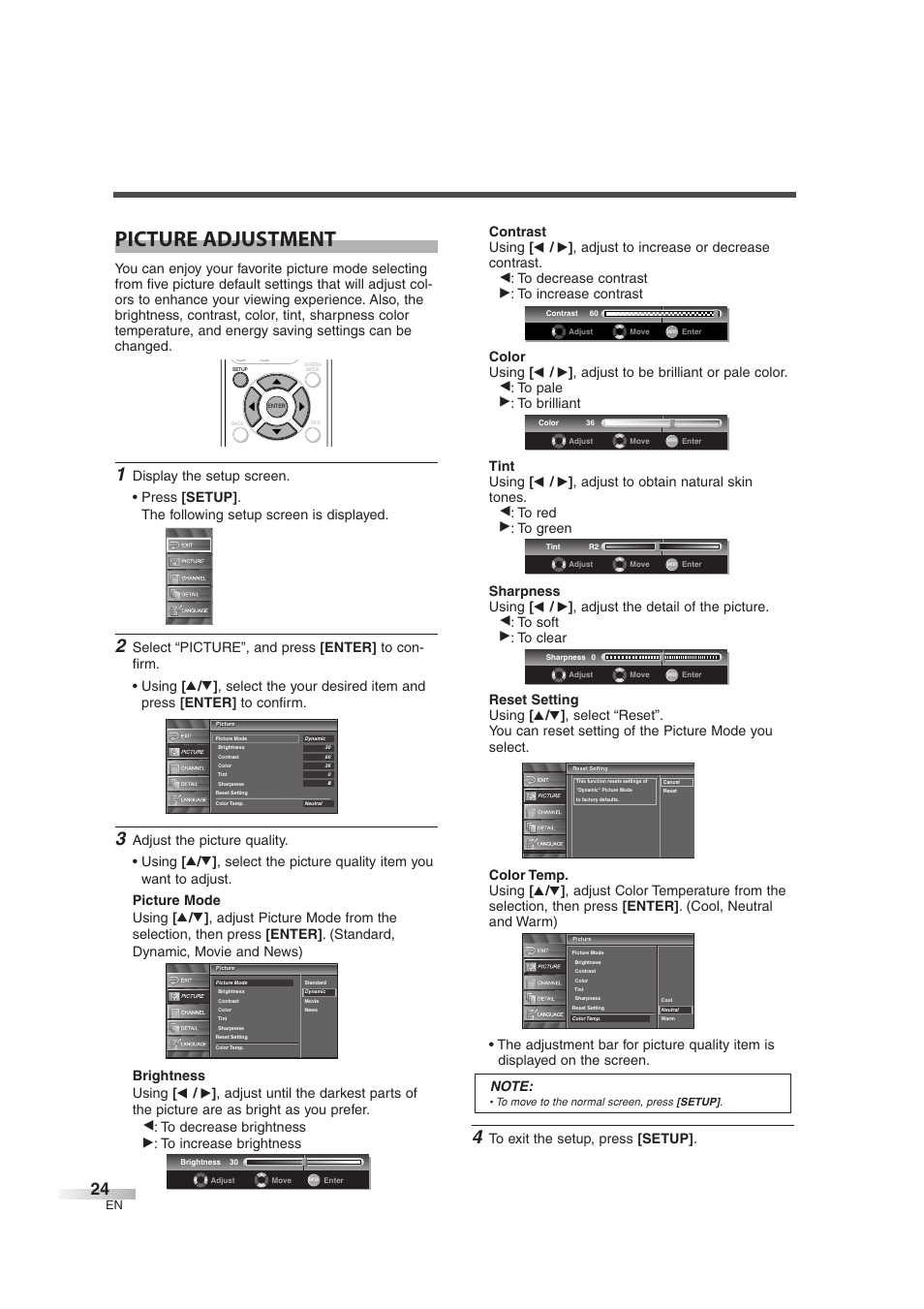 Picture adjustment | Sylvania 6842THG User Manual | Page 24 / 78