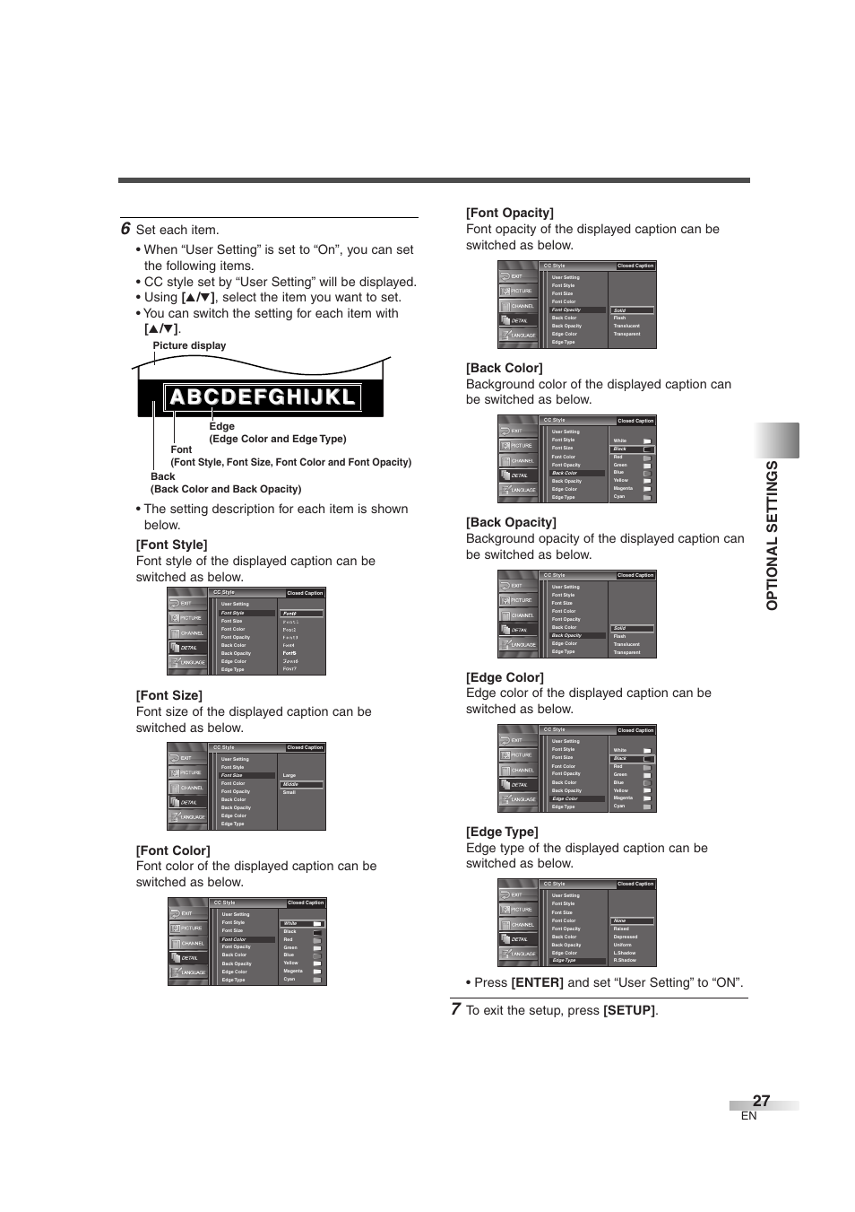 Optional settings | Sylvania 6842THG User Manual | Page 27 / 78