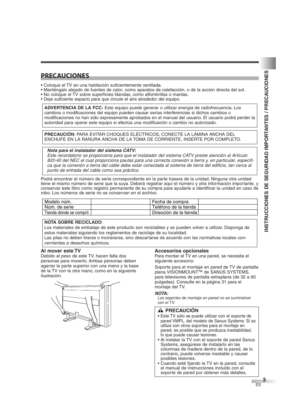 Precauciones | Sylvania 6842THG User Manual | Page 41 / 78