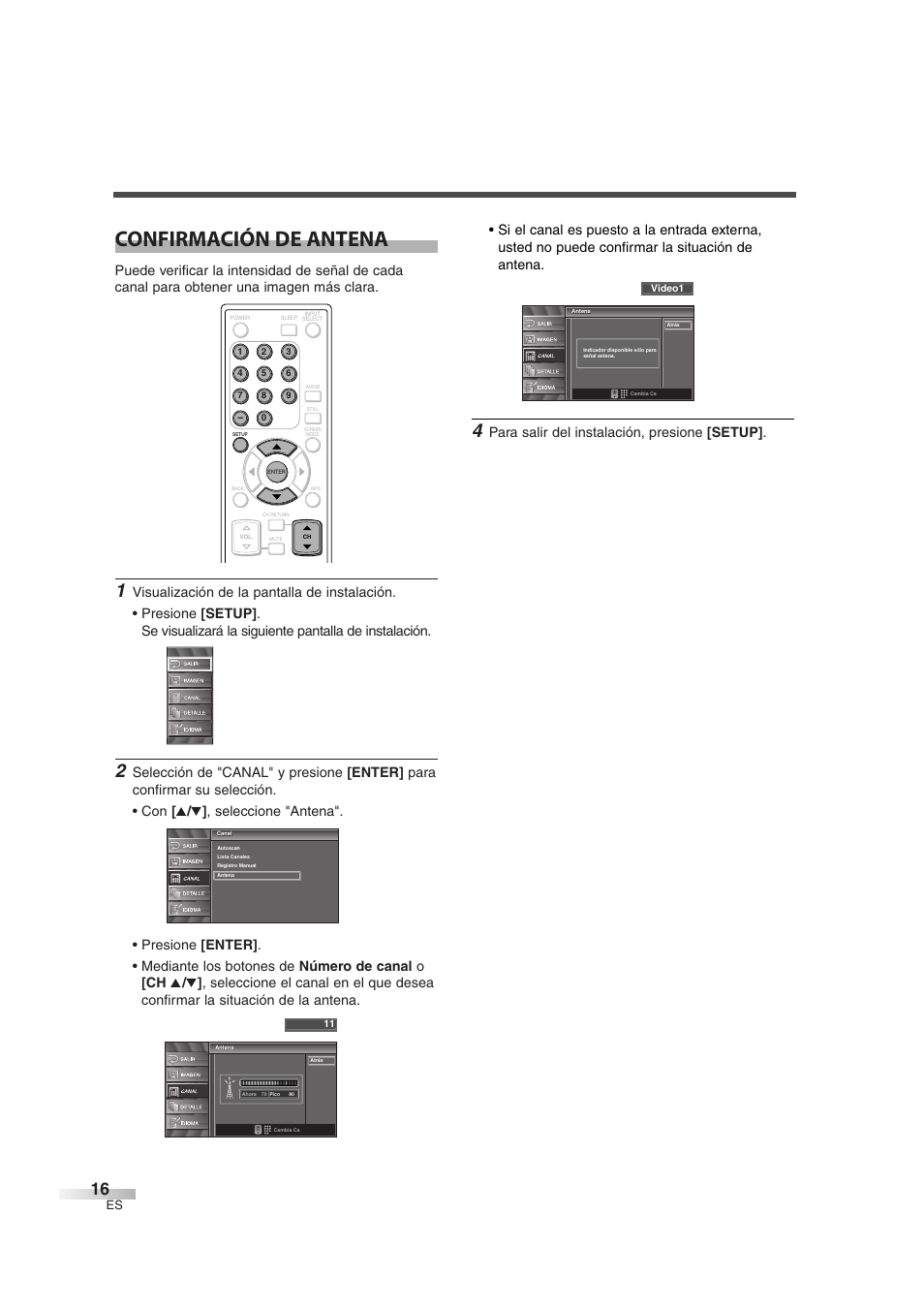 Confirmación de antena, Para salir del instalación, presione [setup | Sylvania 6842THG User Manual | Page 54 / 78