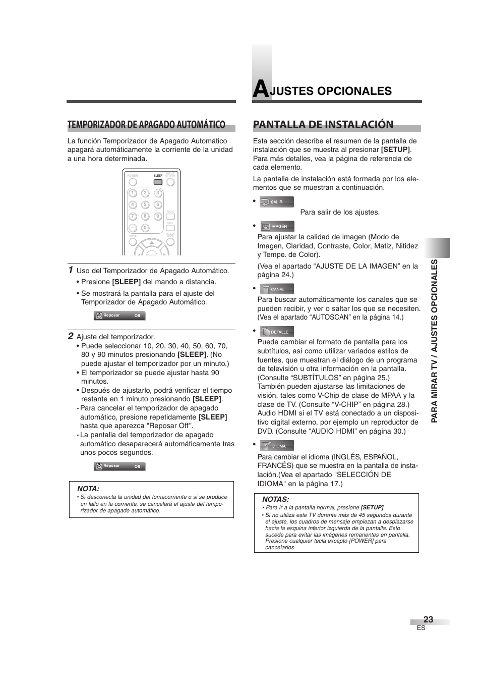 Pantalla de instalación, Para mirar tv / ajustes opcionales | Sylvania 6842THG User Manual | Page 61 / 78