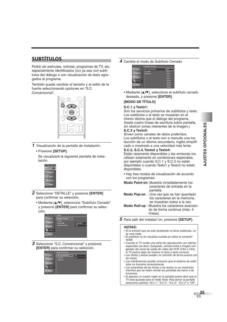 Subtítulos, Ajustes opcionales | Sylvania 6842THG User Manual | Page 63 / 78