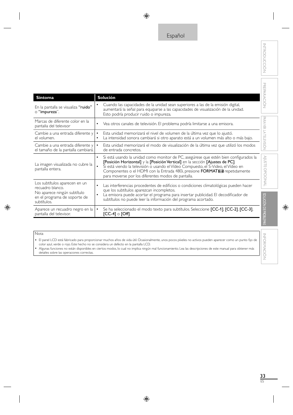 Español | Sylvania LC190SL1 User Manual | Page 115 / 120