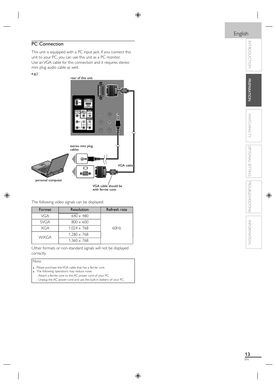 English, Pc connection | Sylvania LC190SL1 User Manual | Page 21 / 120