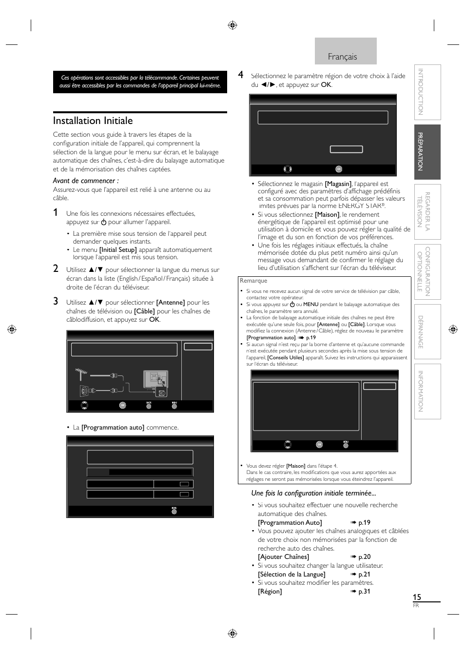 Installation initiale, Français, Avant de commencer | Une fois la confi guration initiale terminée | Sylvania LC190SL1 User Manual | Page 60 / 120