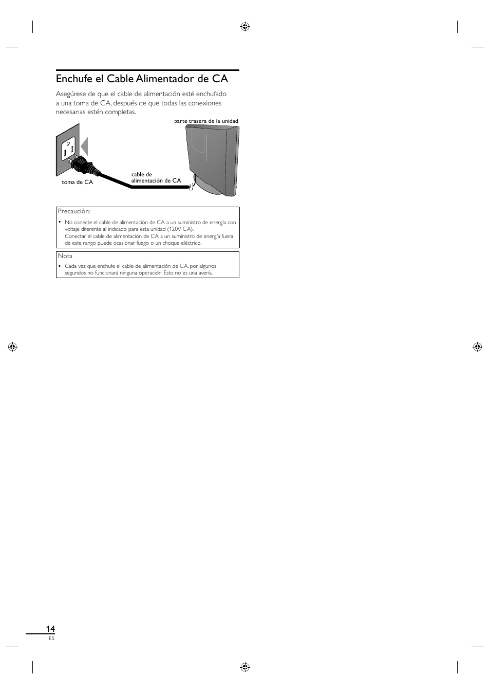 Enchufe el cable alimentador de ca | Sylvania LC190SL1 User Manual | Page 96 / 120