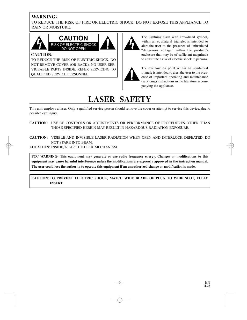 Laser safety, Caution | Sylvania DVC800CC User Manual | Page 2 / 42