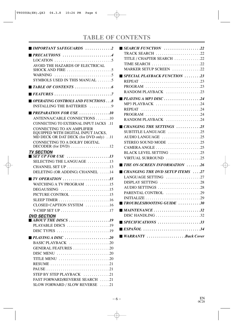 Sylvania 6520FDE User Manual | Page 6 / 34