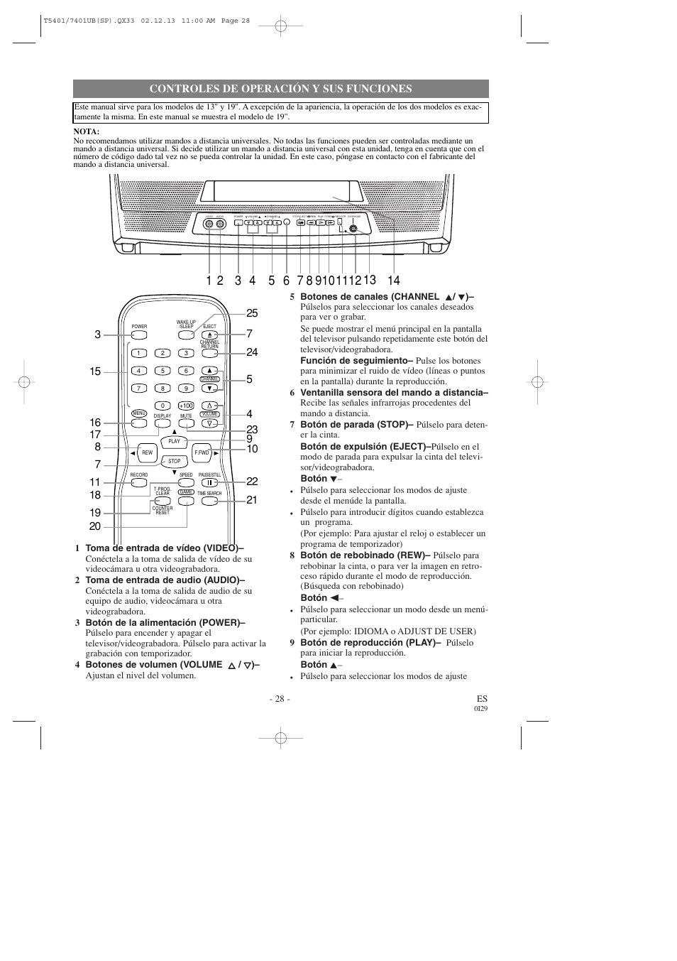 Controles de operación y sus funciones | Sylvania 6313CD User Manual | Page 28 / 32