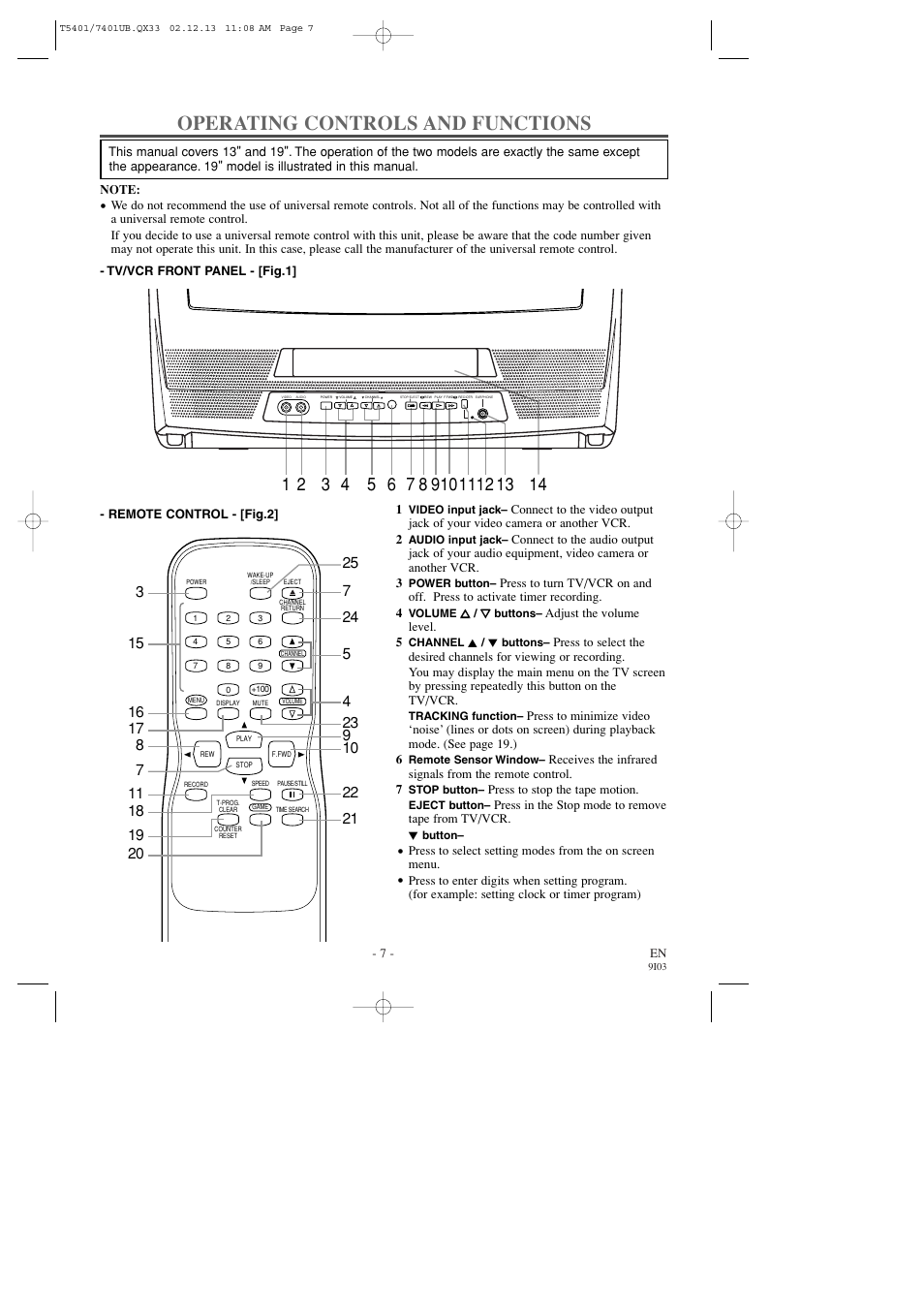 Operating controls and functions | Sylvania 6313CD User Manual | Page 7 / 32