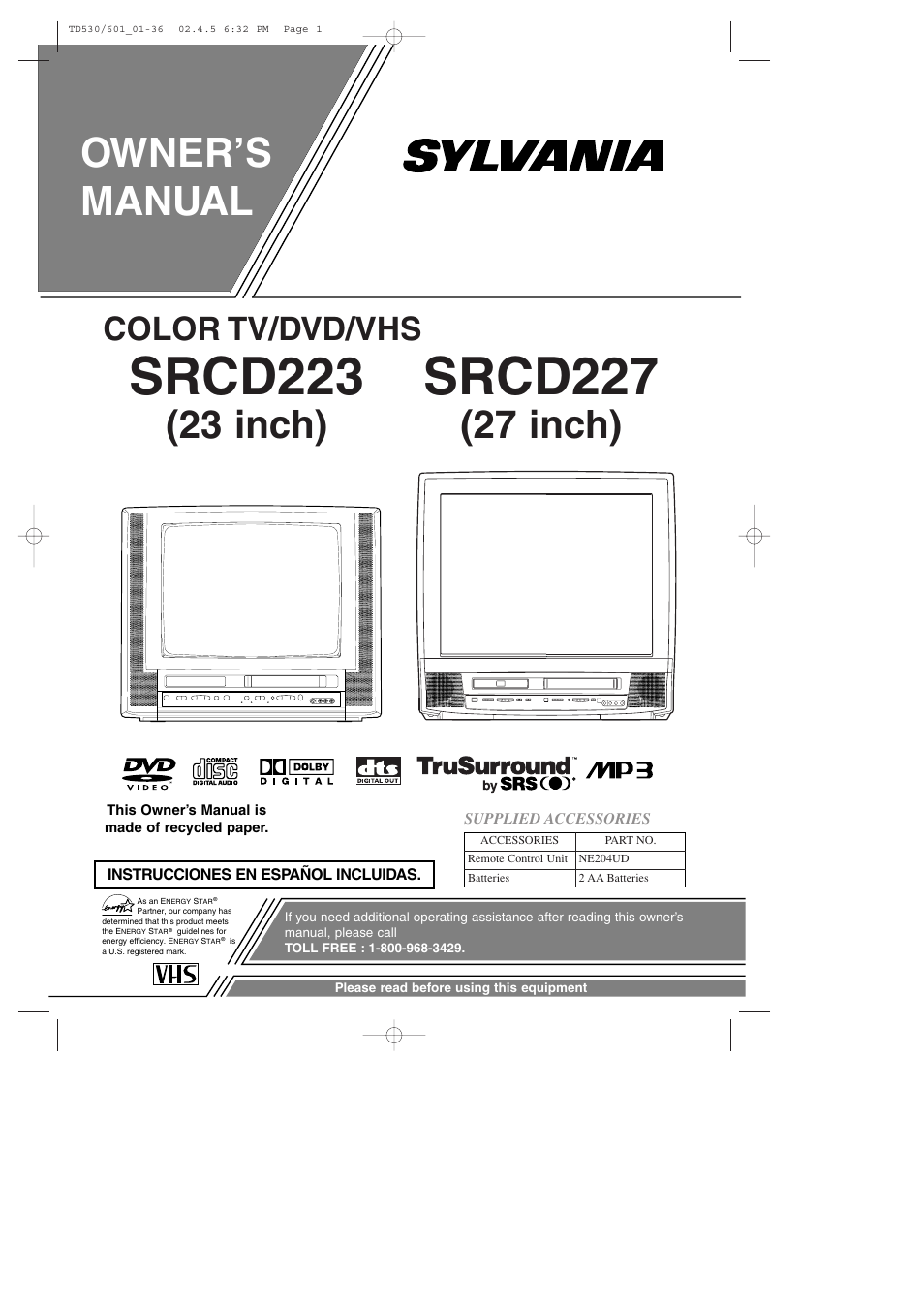 Sylvania SRCD227 User Manual | 64 pages