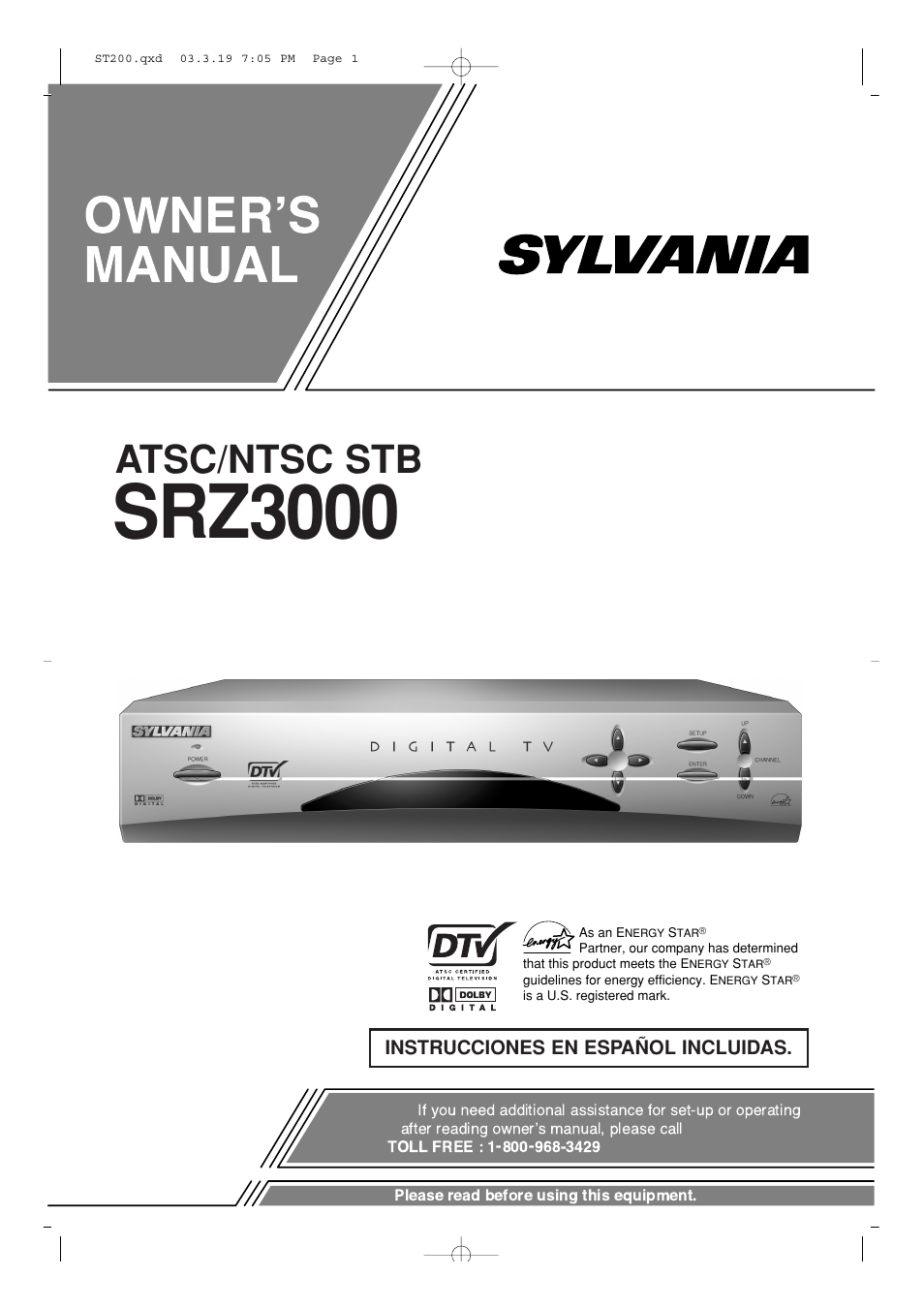 Sylvania SRZ3000 User Manual | 108 pages