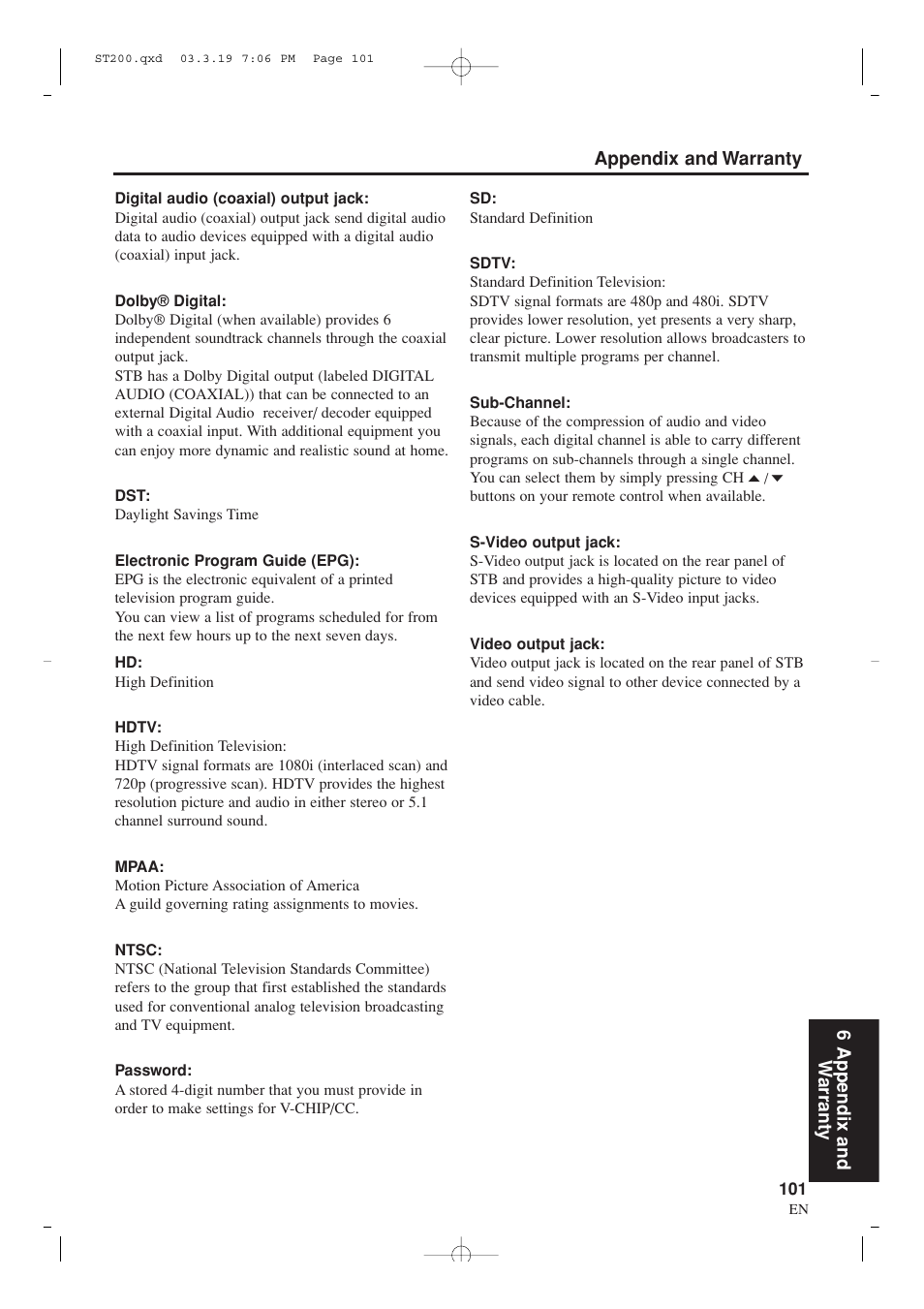 Sylvania SRZ3000 User Manual | Page 101 / 108