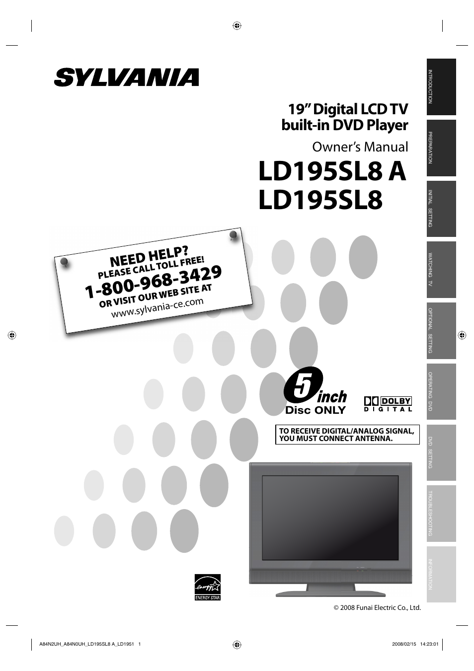 Sylvania LD195SL8 A User Manual | 96 pages