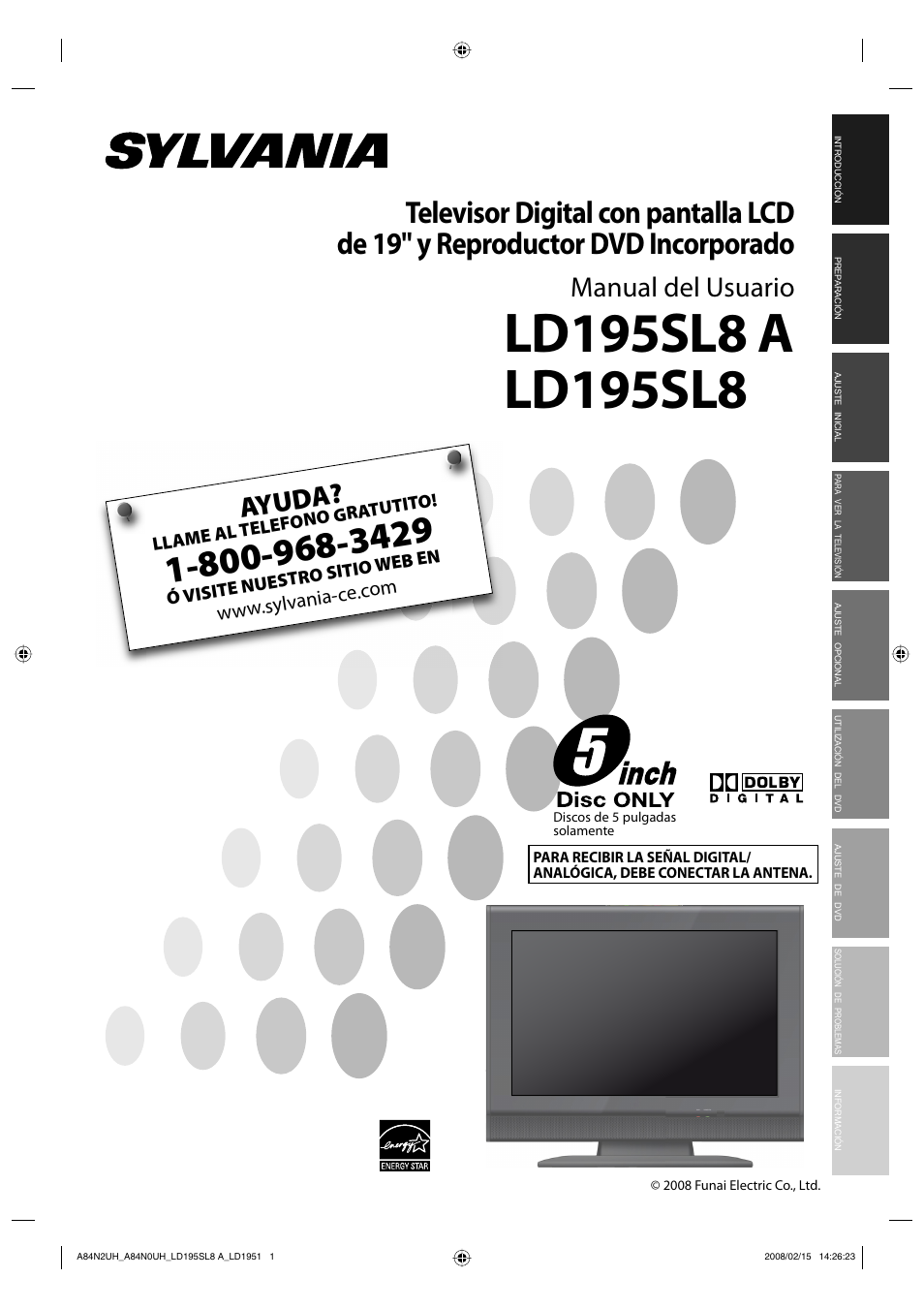 Manual del usuario, Ayuda | Sylvania LD195SL8 A User Manual | Page 49 / 96