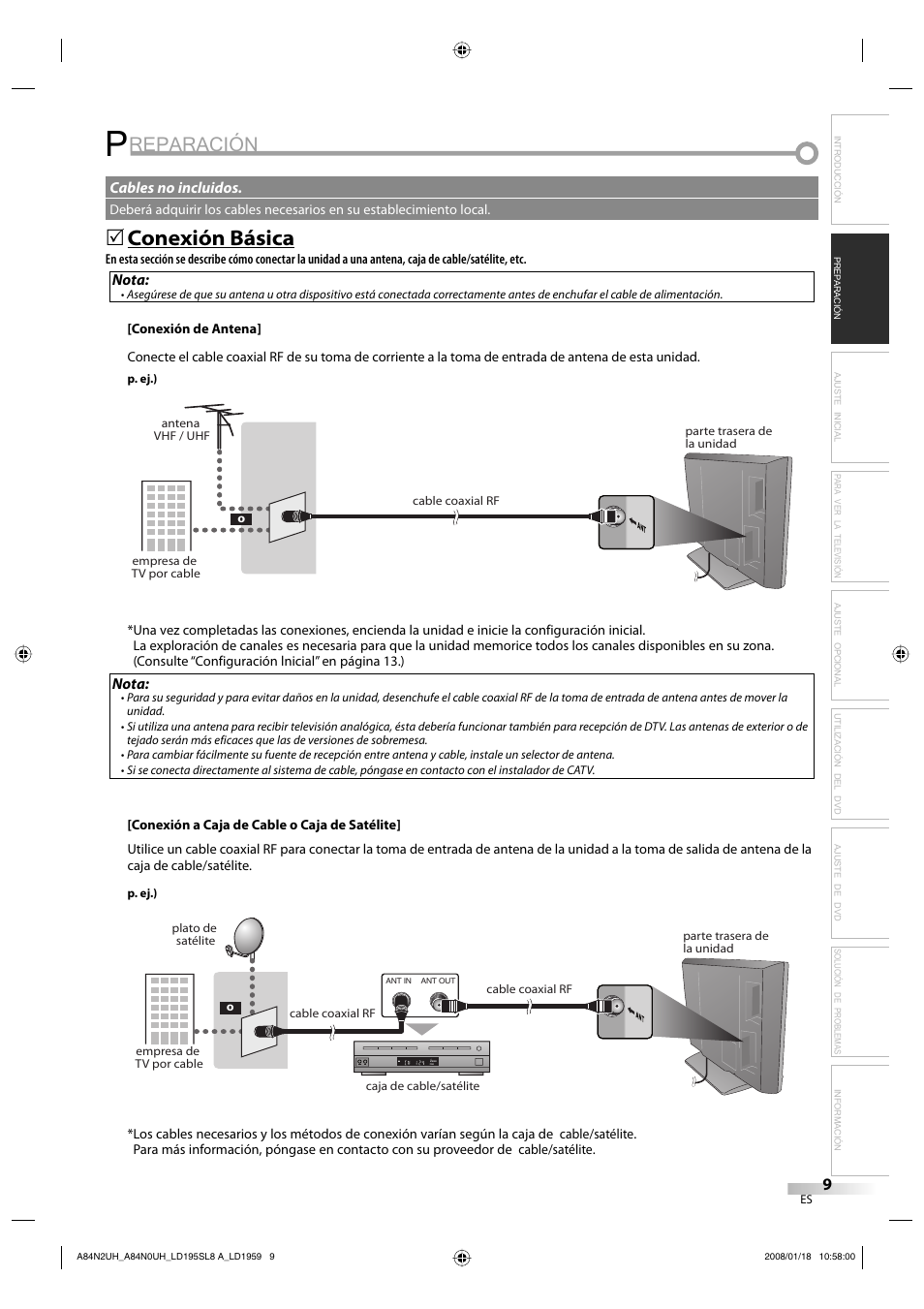 Reparación, Conexión básica | Sylvania LD195SL8 A User Manual | Page 57 / 96