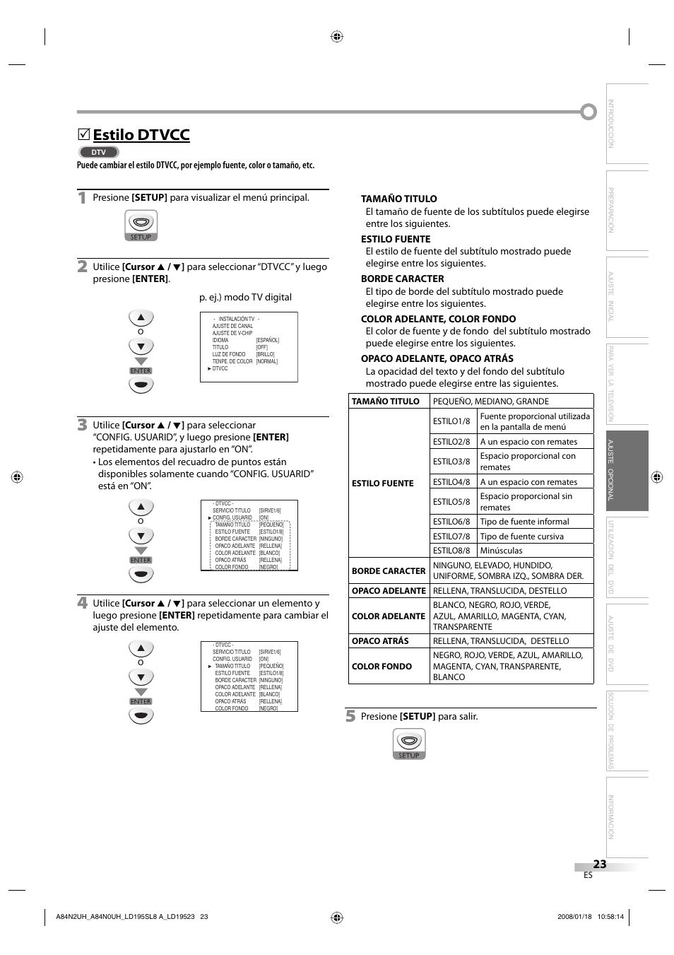 Estilo dtvcc | Sylvania LD195SL8 A User Manual | Page 71 / 96