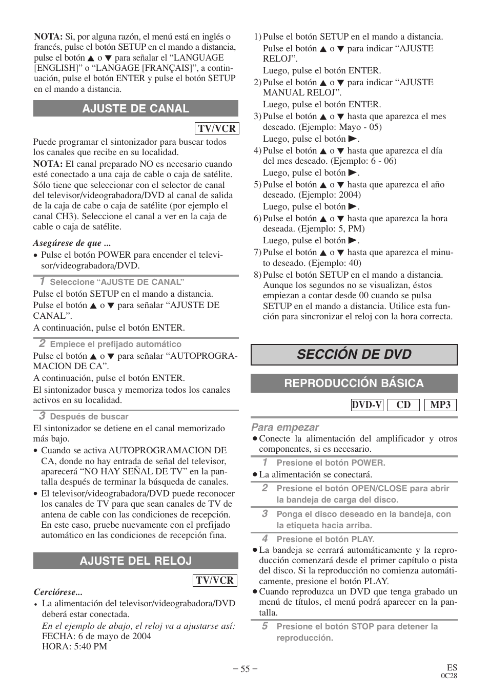 Sección de dvd | Sylvania 6719DES User Manual | Page 55 / 56
