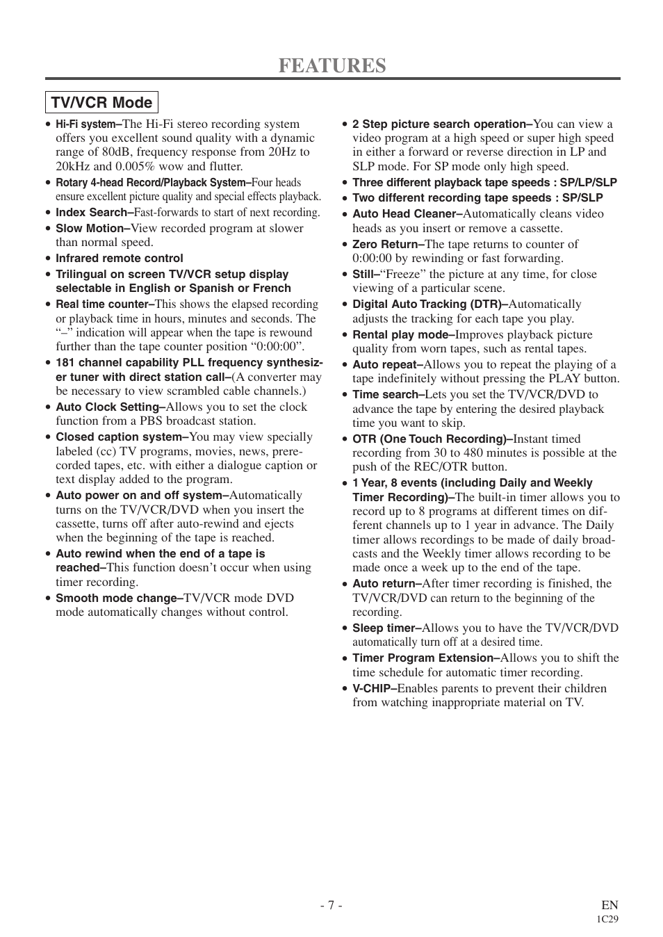 Features | Sylvania 6719DES User Manual | Page 7 / 56