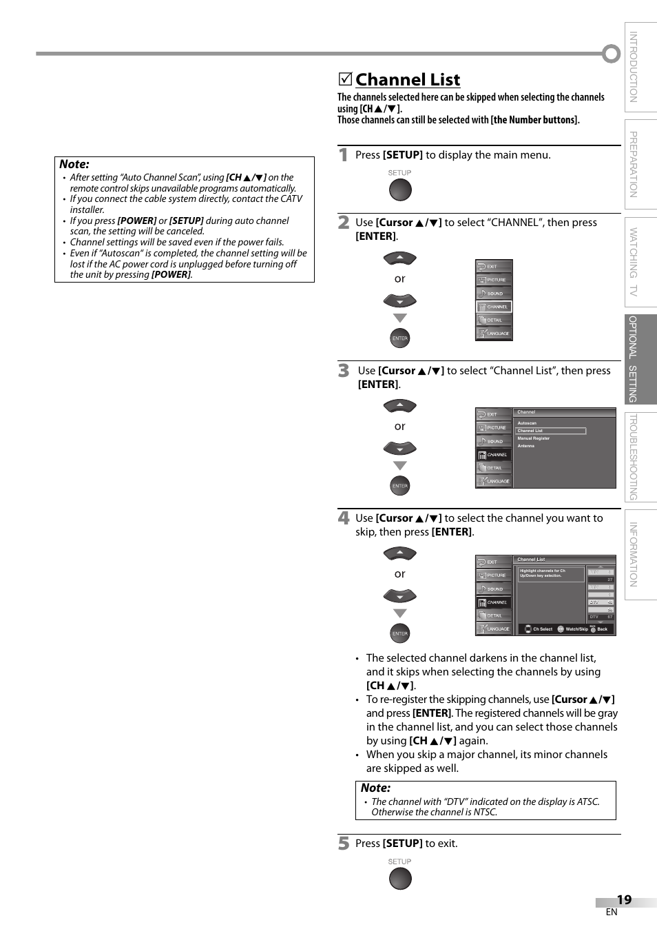 Channel list | Sylvania LC370SS9 User Manual | Page 19 / 76