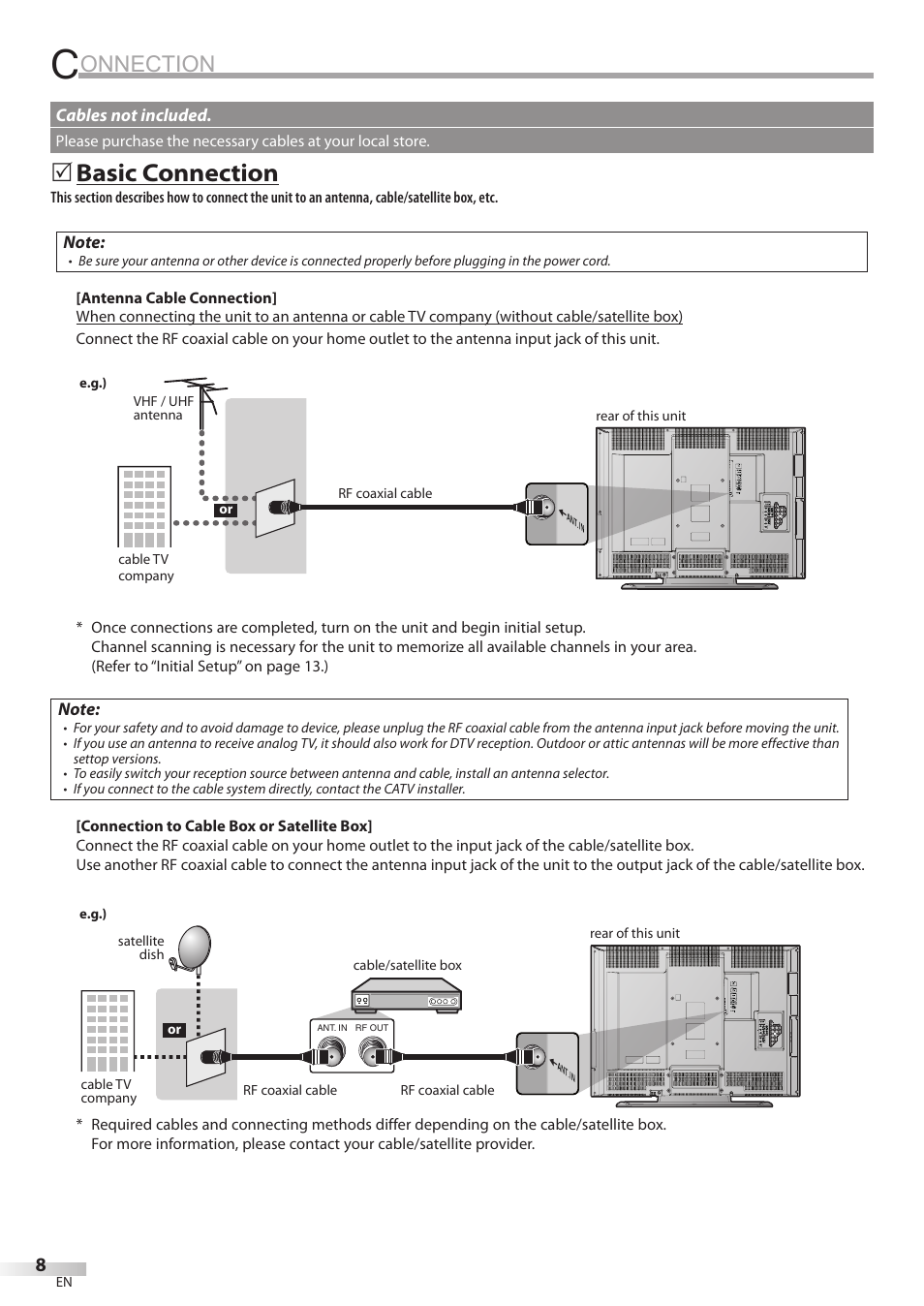 Onnection, Basic connection | Sylvania LC370SS8 User Manual | Page 8 / 40