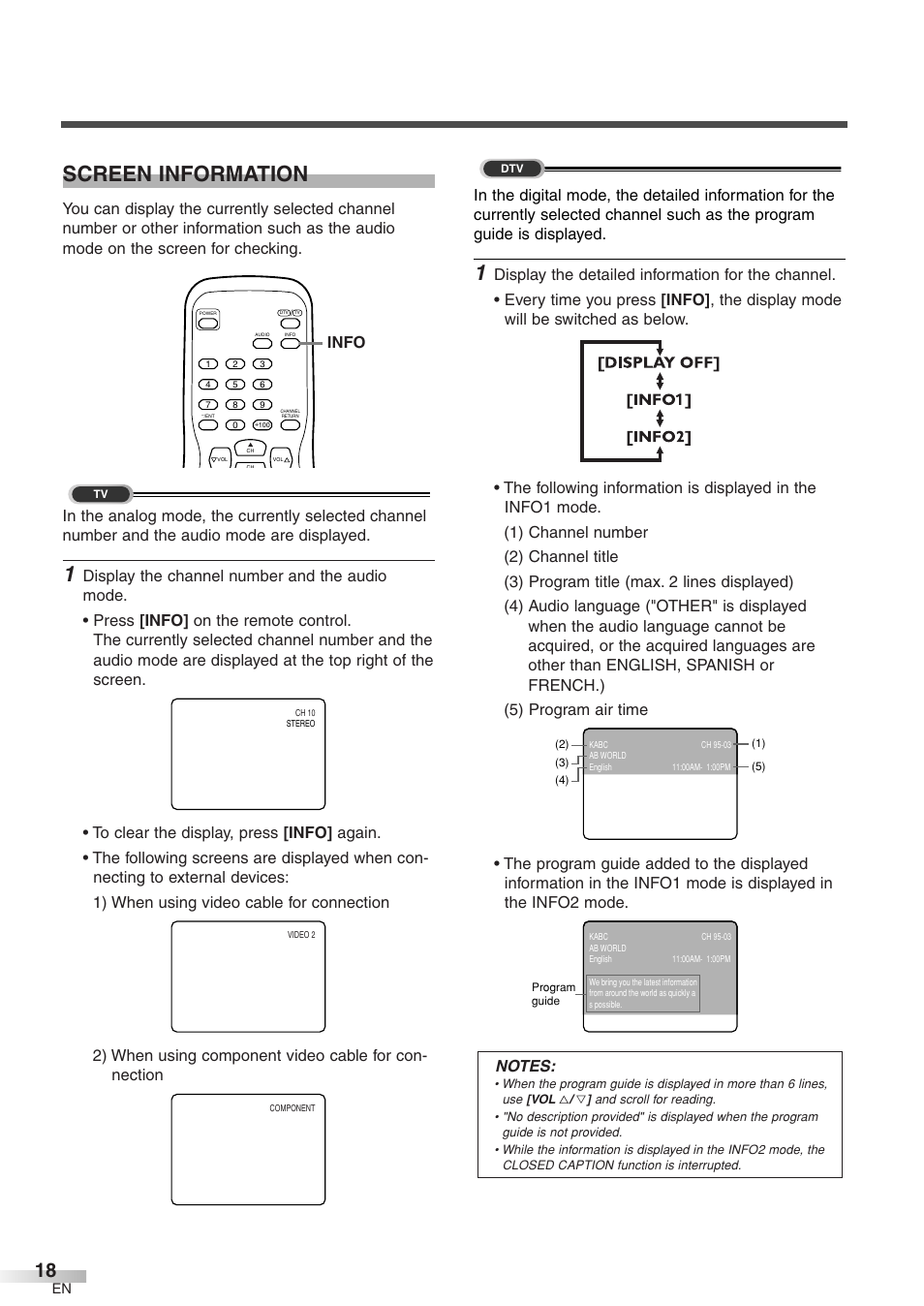 Screen information | Sylvania 6427GFF User Manual | Page 18 / 78