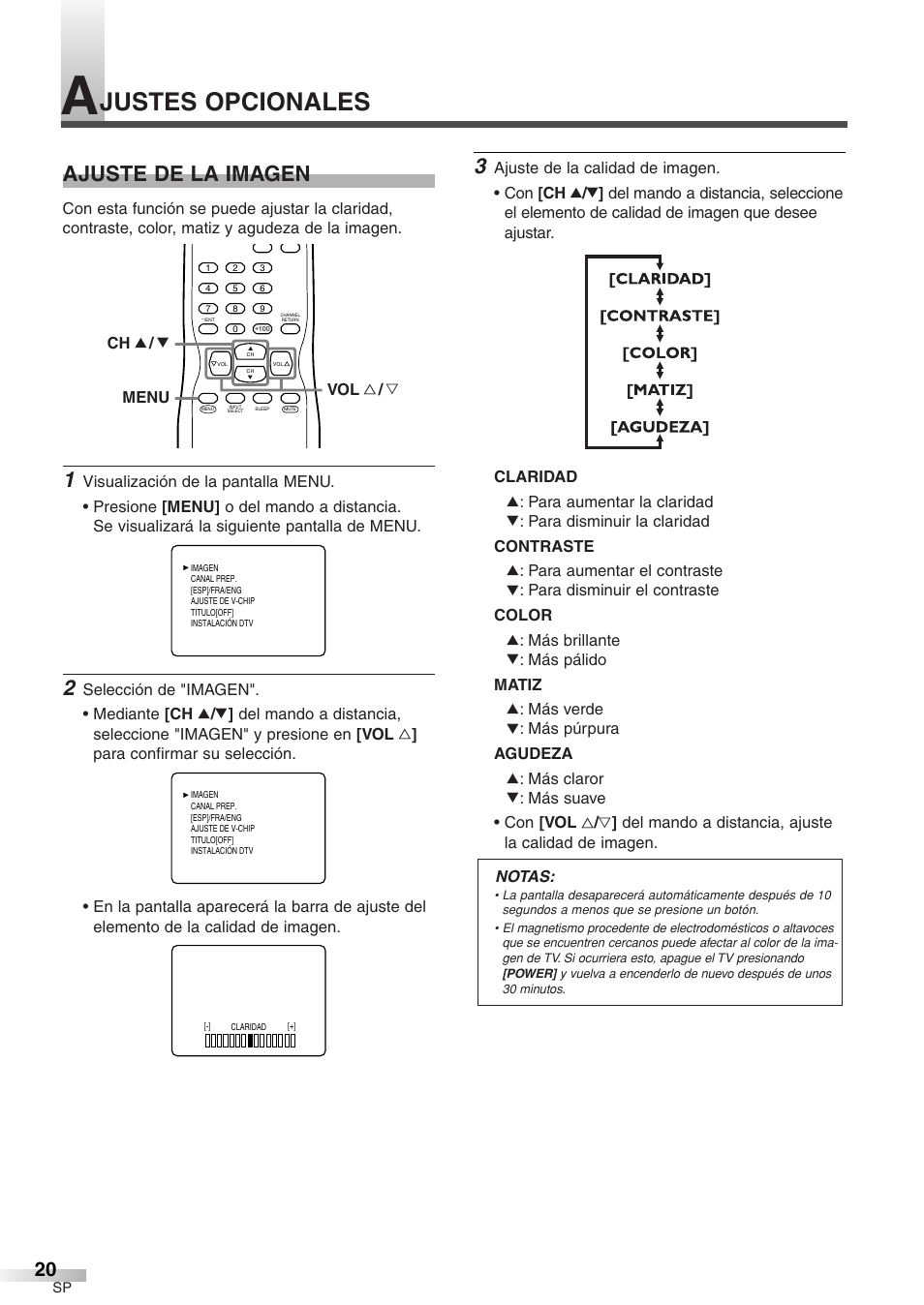 Justes opcionales, Ajuste de la imagen | Sylvania 6427GFF User Manual | Page 58 / 78
