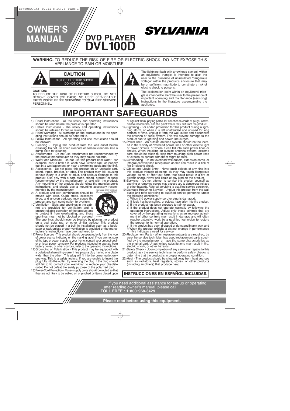 Sylvania DVL100D User Manual | 20 pages